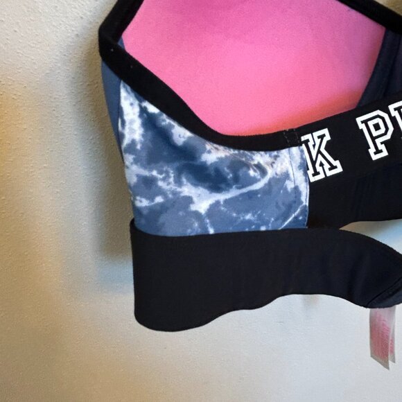 Victoria's Secret Pink Ultimate T-Back Push-Up Sports Bra Black Blue Size XS - Picture 7 of 15